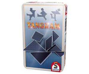 Tangram de Voyage en Bois dans une Boîte Métallique Pratique