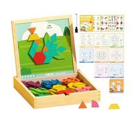Tangram en Bois - 1 X Ensemble de Blocs à Motif Magnétiques, Ensemble de Blocs de Forme STEM Tangram de 8,86 Pouces | Jouets Tangram pour, Filles, Maison, Voyage, Maison, École, Salle de