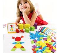 Tangram En Bois Coloré Pour Enfants, Puzzle Éducatif Précoce, Blocs De Construction, Jouets Pour Bébés, 155 Pièces/Ensemble