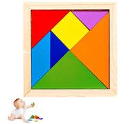 Tangram Puzzle En Bois - 11,5 Cm, Casse-tête Coloré, Jouet De Reconnaissance De Forme, De Géométrie Éducatif, Ensemble De Puzzle D'apprentissage Pour, Cadeau De Noël, Planche De Développem