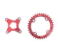 TANGSIYANG Plateau De PéDalier Plateau Ovale 6 mm Offset 32T 34T 36 38 VTT Montage Direct for vélo de Route(Red Round 32T)