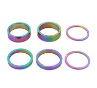 TANGSIYANG Sets D'Entretoises VéLo Anneau de Casque vélo 2/5/10mm, 6 pièces, entretoise, Tampon d'espacement rondelle en Alliage d'aluminium for Fourche Avant 28.6mm(Multicolor)