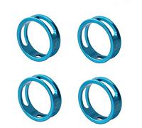 TANGSIYANG Sets D'Entretoises VéLo Anneau de Casque vélo en Alliage d'aluminium, 4 pièces, 1-1/8 Pouces, 28.6MM, Joint d'espacement, Tampon, rondelle Fourche Avant(Blue)