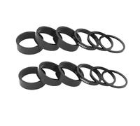 TANGSIYANG Sets D'Entretoises VéLo Rondelle de Casque vélo en Alliage d'aluminium, 6/12 pièces, rondelle Fourche Avant Montagne, Tige, entretoises Guidon, Joint d'anneau(2 Set Black)