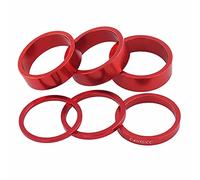 TANGSIYANG Sets D'Entretoises VéLo Rondelle de Casque vélo en Alliage d'aluminium, 6/12 pièces, rondelle Fourche Avant Montagne, Tige, entretoises Guidon, Joint d'anneau(1 Set Red)