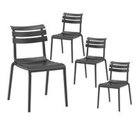 TANGUY - Lot de 4 Chaises en Plastique Recy t Polypropylène Anthracite - ASCOT Gris G