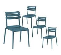 TANGUY - Lot de 4 Chaises en Plastique Recy t Polypropylène Turquoise - ASCOT Bleu G