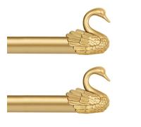 TANGWIN Lot de 2 tringles à rideaux décoratives dorées pour fenêtres : tringles à rideaux réglables de style rustique pour chambre à coucher, salon, avec embouts en forme de cygne vintage, facile à