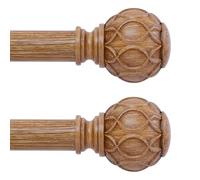 TANGWIN Lot de 2 tringles à rideaux en bois pour fenêtres de 71 à 122 cm (71 à 122 cm), tringles à rideaux réglables de 2,5 cm, très résistantes, tringles à rideaux texturées en bois, tringle à rideau