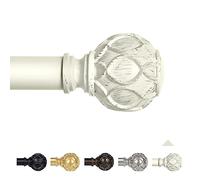 TANGWIN Tringle à rideaux réglable de 2,5 à 1,2 m pour fenêtres de 71,1 à 122 cm, tringles à rideaux robustes de 2,5 à 1,2 m, finition en filet, tringle à rideaux de fenêtre de 45,7 à 114,3 cm, blanc