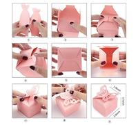 Tangxi 50 Boîtes Papillon Roses avec Poignée Supérieure et Suffisamment D'espace pour la Douche Nuptiale, Boîte à Bonbons en Papier irisé