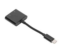 Tangxi Adaptateur de Type C vers Type C pour Un Chargement et Une écoute Rapides, Répartiteur USB 2 en 1 pour Téléphones Mobiles et Tablettes avec Coque en Alliage D'aluminium givré (Black)