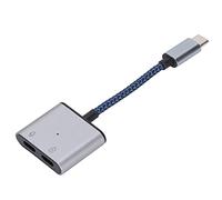 Tangxi Adaptateur de Type C vers Type C pour Un Chargement et Une écoute Rapides, Répartiteur USB 2 en 1 pour Téléphones Mobiles et Tablettes avec Coque en Alliage D'aluminium givré (Blue)