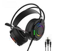 Tangxi Casque de Jeu Filaire, Casque D'ordinateur avec Micro Antibruit, Son Surround 7.1 RVB, unité Pilote 50 Mm, Coussinets en Mousse à Mémoire de Forme, Filaire 3,5 Mm (Black)