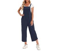 Tangxi Combinaison en Coton sans Manches pour Femmes, Jambes Larges et Amples, pour la Maison, le Jardinage, le Shopping, Bleu foncé, Taille XL (3X-Grand)