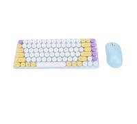 Tangxi Ensemble Clavier et Souris sans Fil, Bluetooth 2,4 GHz, 2 Modes, Clavier Rétro Rond à 85 Touches pour Jeu, Saisie, PC, Ordinateur, Couleurs Mélangées