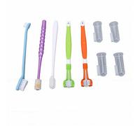 Tangxi Ensemble de Brosses à Dents à Triple Tête pour Chiens, Soins Buccaux Multi-angles pour Chiens et Chats, 8 Pièces, Brosses de Nettoyage en Plastique (style 1)