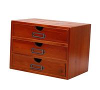 Tangxi Organisateur de Table en Bois Rustique, Armoire de Bureau à 3 Tiroirs pour la Couture de Bijoux, Rangement de Catalogue de Cartes de Bibliothèque Vintage