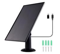 Tangxi Panneau Solaire pour Caméra D'alimentation pour Oiseaux, Panneau de Chargeur Solaire 8W avec Câble de 9,8 Pieds, Bouchon de Type C et Micro USB, Support Réglable à 360 ° pour la (BLACK)