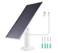 Tangxi Panneau Solaire pour Caméra D'alimentation pour Oiseaux, Panneau de Chargeur Solaire 8W avec Câble de 9,8 Pieds, Bouchon de Type C et Micro USB, Support Réglable à 360 ° pour la (WHITE)