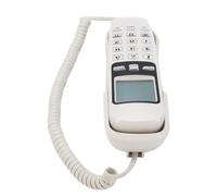 Tangxi Téléphone Filaire Mural Basique, Téléphone Fixe Mural Rétro et Fin avec écran LCD, Mini Filaire Portable à Suspendre pour la Maison ou L'hôtel (Blanc (Version Anglaise))