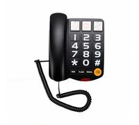 Tangxi Téléphone Fixe, Téléphone Filaire avec Gros Boutons, Haut-Parleur et Sonnerie, Numérotation Rapide à 3 Photos, Mémoire de 10 Numéros, Mains Libres, Sonnerie Visuelle, pour (Black)