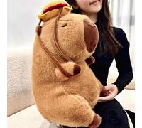 Tanha Capybara Peluche douce et mignonne Capybara en peluche - 45 cm avec sac à dos hamburger