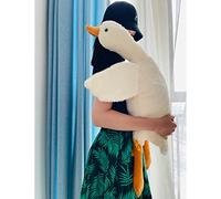 Tanha Doudou peluche kawaii canard - XXL - Oie - Blanc - 90 cm