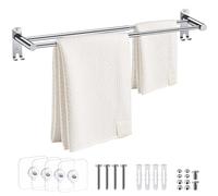 Tanice Porte Serviette Rétractable 40-70 Cm Seche Serviette Double Porte-Serviettes Réglable en Acier Inoxydable Barre Porte-Serviette Mural avec Vis pour Salle De Bains/Cuisine