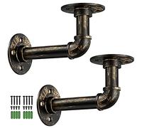 TANiCE Supports d'Étagère Industriels 2PCS Supports de Tubes Industriels Vintage avec Brides 15 * 8 * 6.5cm pour Bibliothèque Meubles de Bricolage Suspendus Étagère Murale Flottante - Bronzé