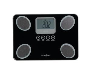 TANITA BC-731 Moniteur de Composition Corporelle Compact en Verre à Innerscan Écran LCD Facile à Lire 10 Mesures Noir