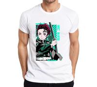 Tanjiro Demon Slayer Kamado Épée Anime Manga Cadeau Cosplay T-shirt pour homme, Blanc., M