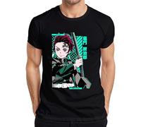 Tanjiro Demon Slayer Kamado Épée Anime Manga Cadeau Cosplay T-shirt pour homme, Noir , S