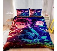 Tanjiro The Gate Parure De Lit 3 Pieces Avec Housse De Couette Nezuko Kamado, Douce Et Confortable, Pour Decoration De Chambre