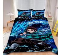 Tanjiro The Gate Parure De Lit 3 Pieces Avec Housse De Couette Nezuko Kamado, Douce Et Confortable, Pour Decoration De Chambre