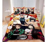 Tanjiro The Gate Parure De Lit 3 Pieces Avec Housse De Couette Nezuko Kamado, Douce Et Confortable, Pour Decoration De Chambre