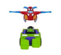 Tank allié Spidey et Ses Amis extraordinaires de Marvel - Combine Hulk Le Tank fracasseur de 15 cm et Spidey Le Jet Planeur de 10 cm