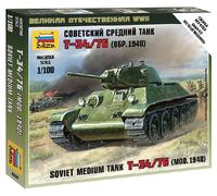 Tank Moyen Soviétique T-34/76 1:100 Kit De Modèle En Plastique ZVEZDA