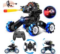 Tank RC Qui Tire Gesture Sensing RC Tank, Voiture RC Stunt à 360° Contrôle à Distance 2.4GHz avec Balles Souples de Combat et Contrôle Manuel, Camions Télécommandés Drift pour Garçons & Filles 8-12