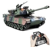 Tank Telecommande 1/18, Modèle Réservoir US M1A2 Télécommande 2,4GHz, Miniature Char Militaire avec Sons et Tir Réalistes, Réservoir Télécommandé Voiture de Tir Télécommandée pour Adultes et Enfants