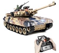 Tank Telecommande 1:18 T-90 avec Effets de Fumée et Sonores, Char Militaire RC 2.4GHz Qui Tire des Billes BBS Airsoft, Modèle de Char Radiocommandé Réaliste, Véhicule Blindé pour et Enfants Jouet