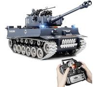 Tank Telecommande, Char Tiger I 1/18 Télécommandé Maquette Blindée, RC Char, Télécommande 2,4GHz Modèle Char de Combat, Télécommande Crawler Réservoir Avec Tir et Son Réaliste pour Adultes et Enfants