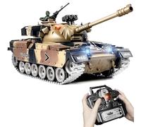 Tank Telecommande M60, Char RC 1/18 Camouflage Désert, Maquette Char Télécommandé Qui Tire Billes et Bombes à Eau, Tank RC avec Fumée, Sons, Lumières, Chenilles Métal Jouet pour Enfants et Adultes