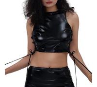 Tank Top Débardeur Glamour Paillettes Haut sans Manches Débardeurs Chic Sexy Haut Casual Carnaval Tank À Bretelles pour Les Réveillons Noir M