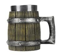 Tankard - Tasse de résine médiévale | tasse de Vikings de 600 ml | Tasse de baril whisky en acier inoxydable | Chasse de bière de whisky en bois | Barreau des hommes anciens | Chasse de bière Vikings