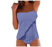Tankini 2 pièces sexy bandeau ventre plat maillot de bain deux pièces push up maillot de bain ensemble de maillots de bain imprimé haut tankini avec short de bain maillot de bain mode plage, lilas,