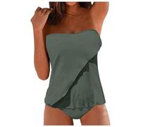 Tankini femme 2 pièces sexy bandeau contrôle du ventre maillot de bain deux pièces push up ensemble de maillots de bain à volants imprimé haut tankini avec short de bain maillots de bain mode plage