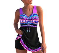 Tankini Femme Bikini Ensemble Push up Maillot de Bain Deux Pièces Débardeur avec Pantalon Chaud Maillot de Bain Imprimé Bikini Plage Maillot de Bain Maillots de Bain Bikini Taille Haute