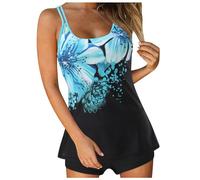 Tankini Femme Bloc de Couleur Maillot de Bain Femme Gainant Deux Pièces Tankinis Push Up Bade Mode Ensemble Tankini Femme Mode Bade Mode Abdominal Push Up Ventre Chemin Tankini Femme Loisirs Tankini