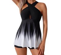 Tankini Femme Grande Taille Maillot de Bain Short Women's Spring Summer Gradient Flat Angle Split Bikini Set Short de Bain Femme Maillots Enfant Fille (White,S)